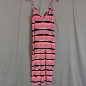 Express Pink and Black Striped Dress